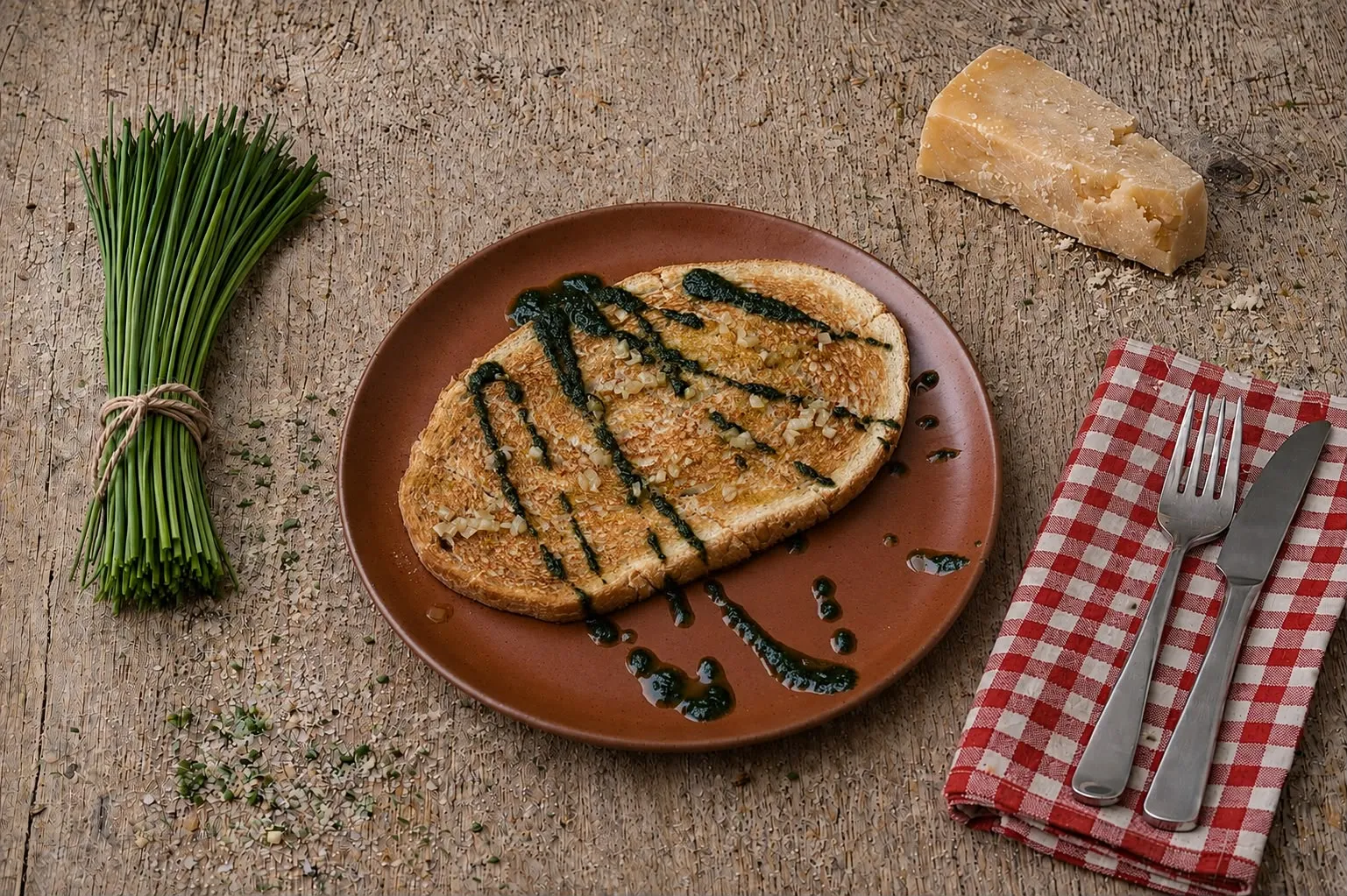 Bruschetta with garlic & basil cream